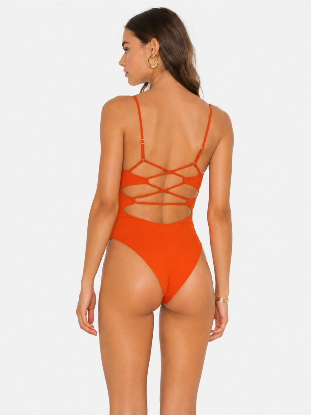 NWT L*Space Gianna Pointelle Rib One Piece Swimsuit Poppy Red Size 8 $194